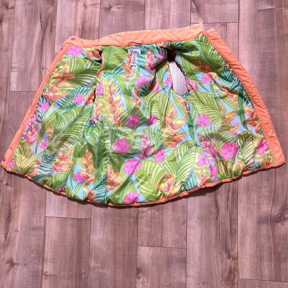 LILY PULITZER Orange Puffer Down Vest Size S Inner Lined Floral NWOT MSRP $155 - Picture 3 of 11